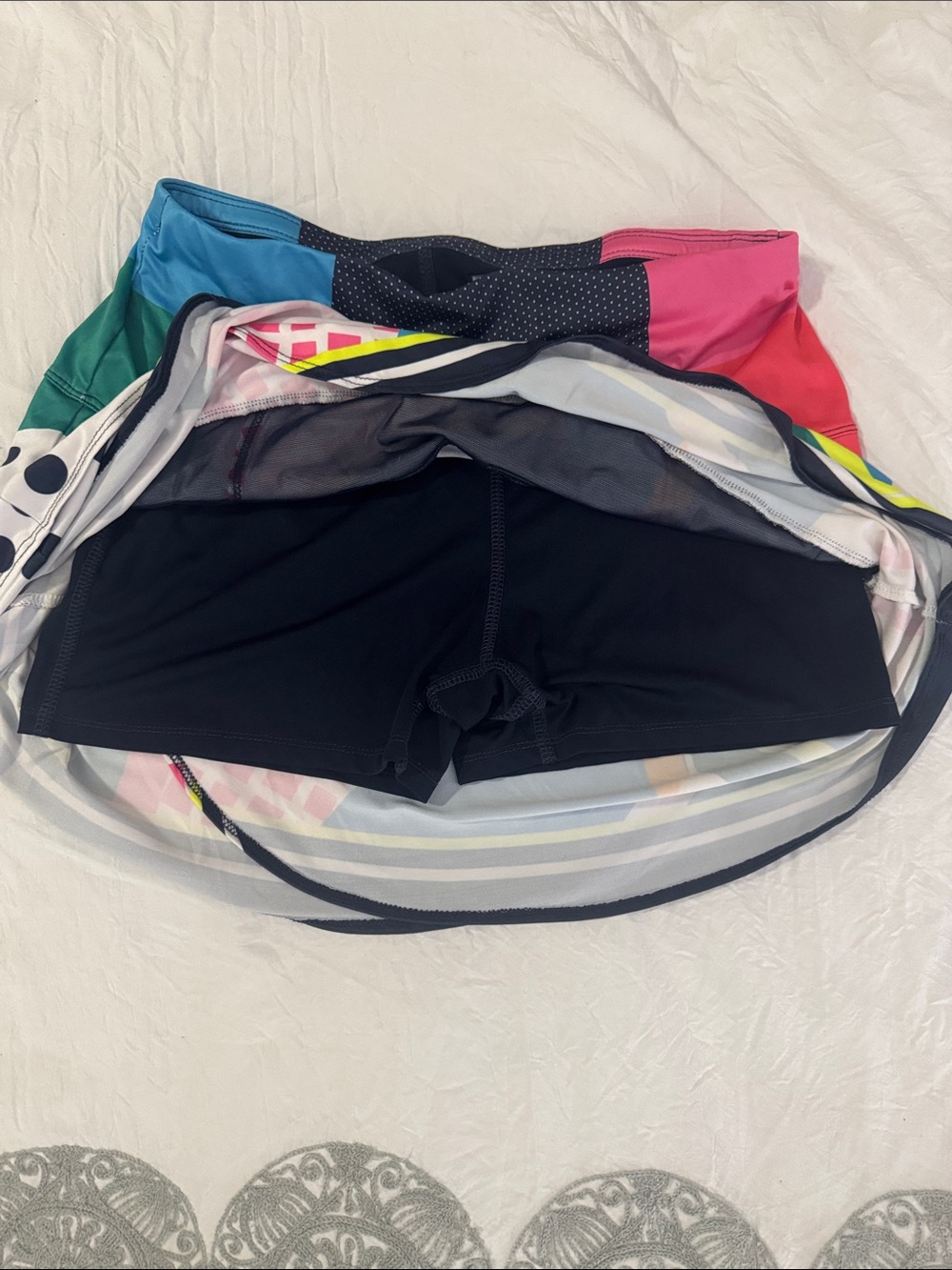 Lucky in Love Women’s Multicolor Patterned Athletic Skort - Vibrant Patchwork - Picture 7 of 8
